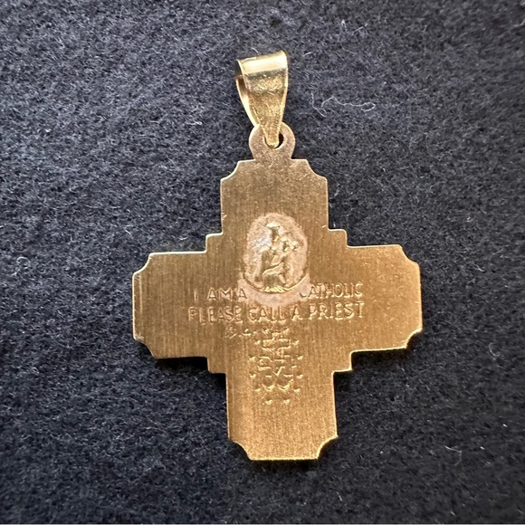 14K Gold Cross, Four way medal - Picture 3 of 5